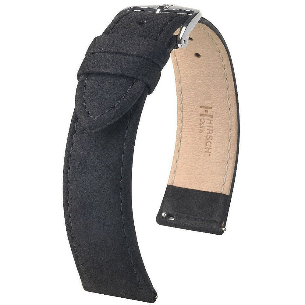 Hirsch Osiris Black Nubuck Leather Watch Strap-Holben's