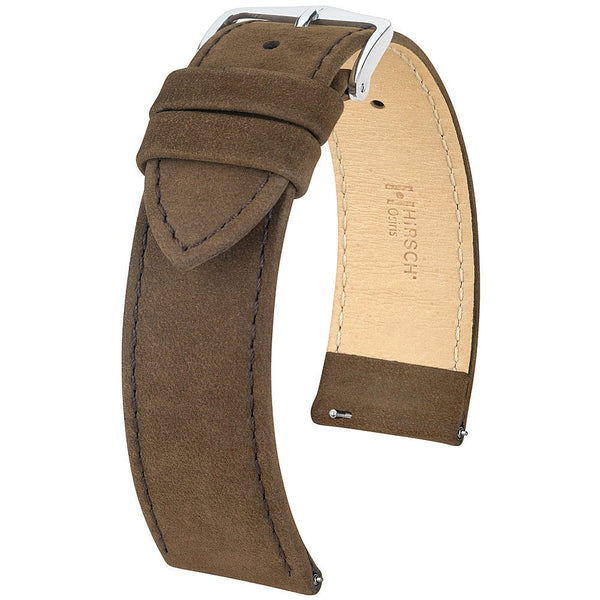 Hirsch Osiris Brown Nubuck Leather Watch Strap-Holben's