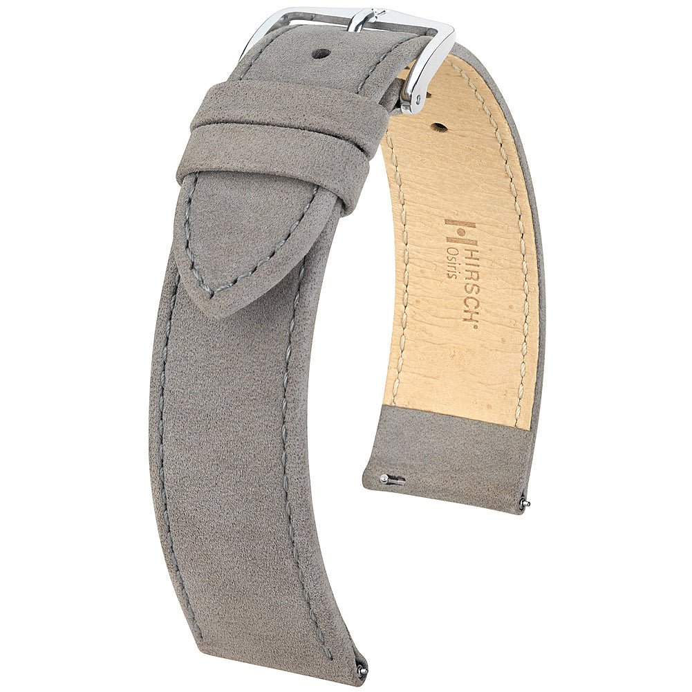 Hirsch Osiris Grey Nubuck Leather Watch Strap-Holben's