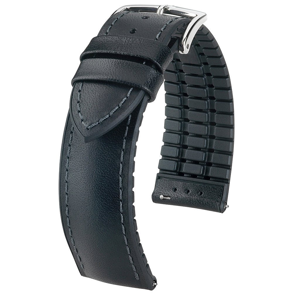 Hirsch James Black Leather Watch Strap-Holben's