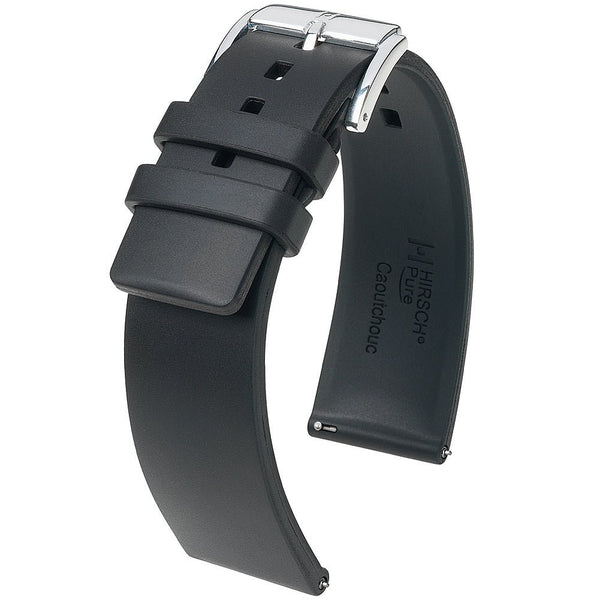 Hirsch Pure Rubber Watch Strap Black-Holben's