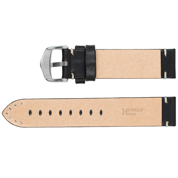 Hirsch Ranger Black Leather Watch Strap-Holben's