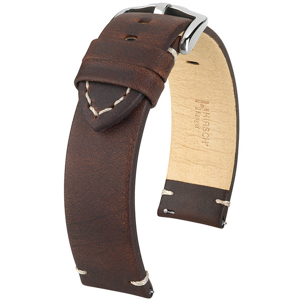 Hirsch Ranger Brown Leather Watch Strap-Holben's Fine Watch Bands