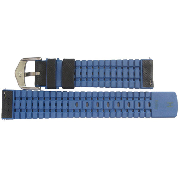 Hirsch Robby Sailcloth Black Blue Leather Watch Strap-Holben's