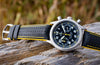 Hirsch Robby Sailcloth Black Yellow Leather Watch Strap-Holben's