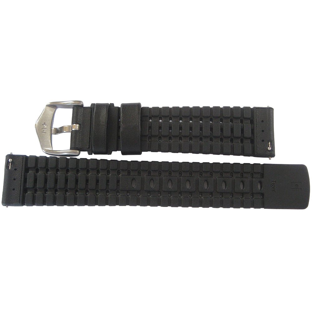 Hirsch Tiger Black Leather Watch Strap-Holben's