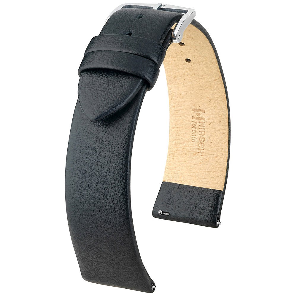 Hirsch Toronto Black Leather Watch Strap | Holben's