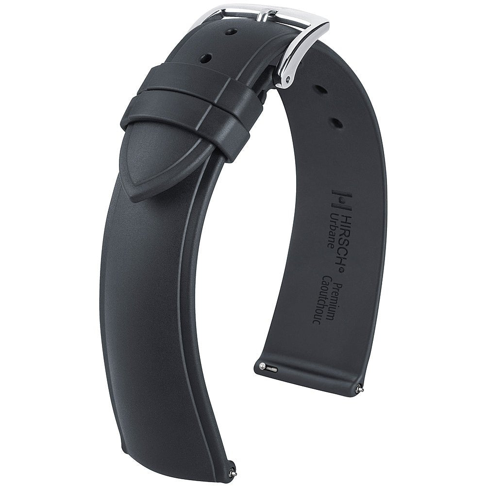 Hirsch Urbane Black Rubber Watch Strap-Holben's