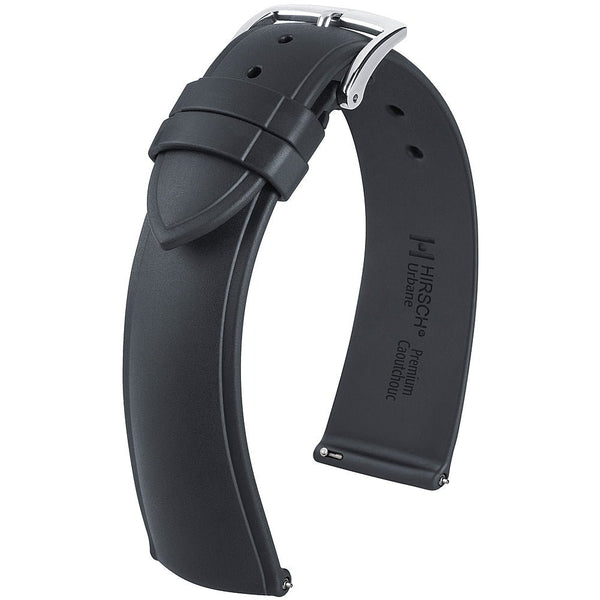 Hirsch Urbane Black Rubber Watch Strap-Holben's