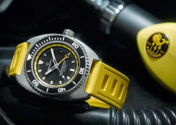 ISOfrane yellow rubber dive watch strap