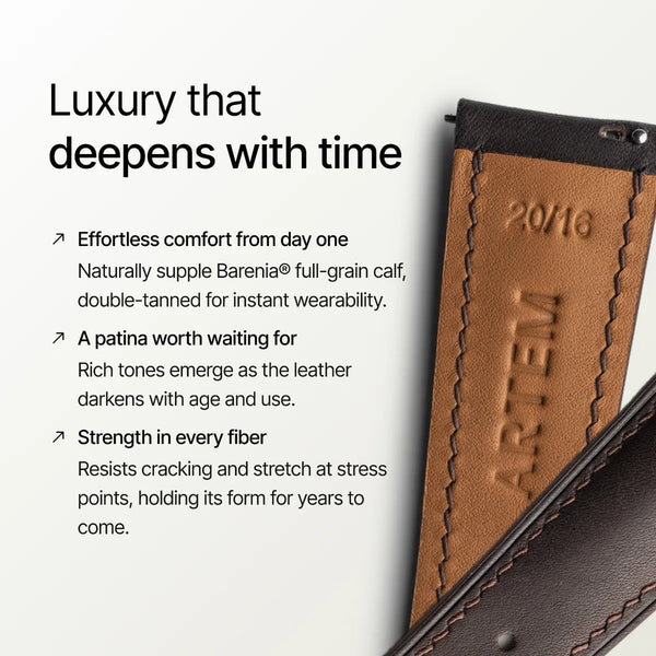 Artem Loop-Less Barenia Leather Watch Strap Bridle Brown - Holben's