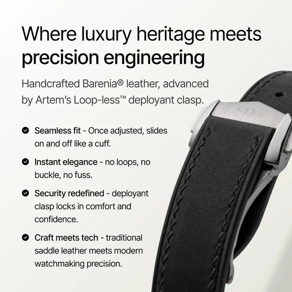 Artem Loop-Less Barenia Leather Watch Strap Forge Black - Holben's