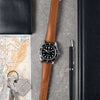 Artem Loop-Less Barenia Leather Watch Strap Saddle Tan - Holben's