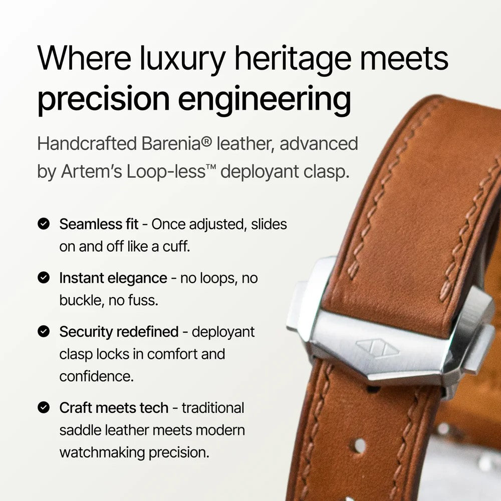 Artem Loop-Less Barenia Leather Watch Strap Saddle Tan - Holben's