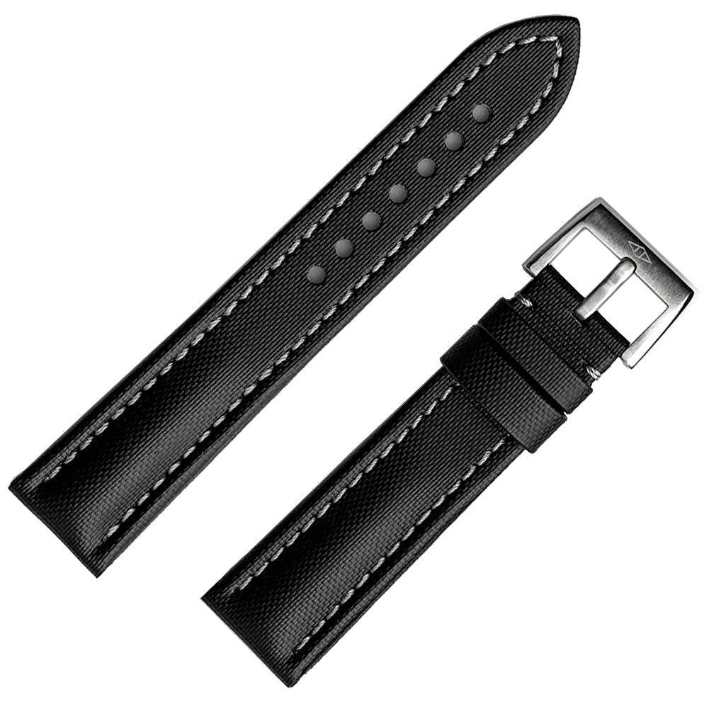 Artem Classic Sailcloth Black Grey Stitch Watch Strap | Holben's