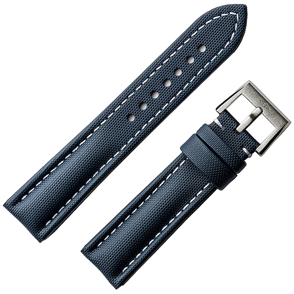 Artem Classic Sailcloth Navy Blue White Stitch Watch Strap | Holben's