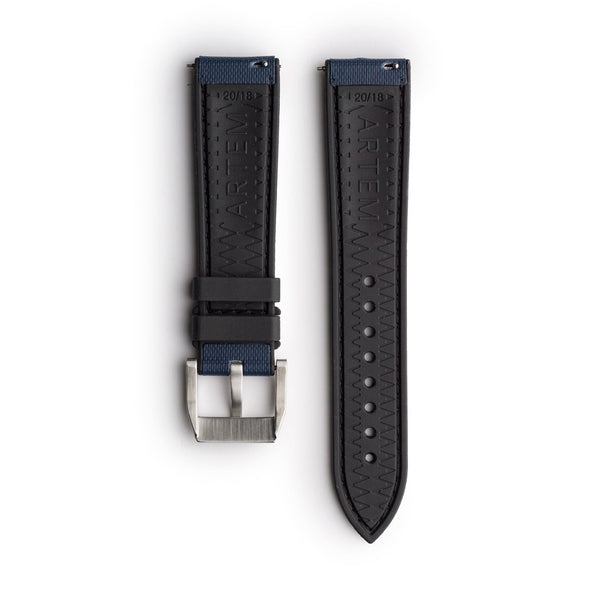 Artem HydroFlex Sailcloth FKM Rubber Blue White Stitch Watch Strap | Holben's