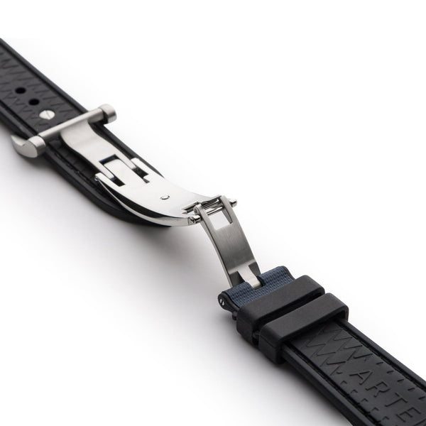 Artem HydroFlex Sailcloth FKM Rubber Blue White Stitch Watch Strap | Holben's