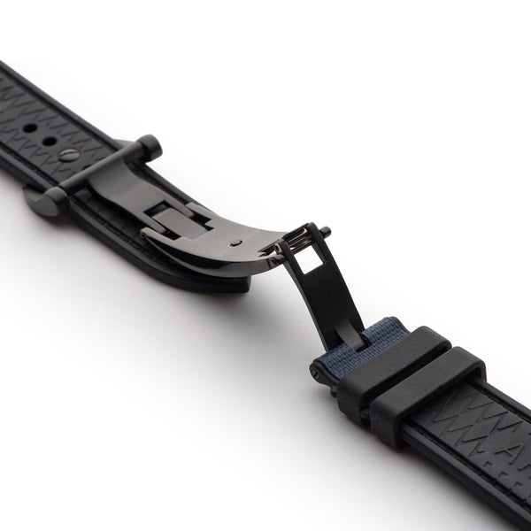 Artem HydroFlex Sailcloth FKM Rubber Blue White Stitch Watch Strap | Holben's