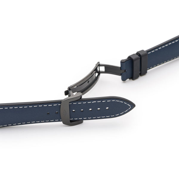 Artem HydroFlex Sailcloth FKM Rubber Blue White Stitch Watch Strap | Holben's