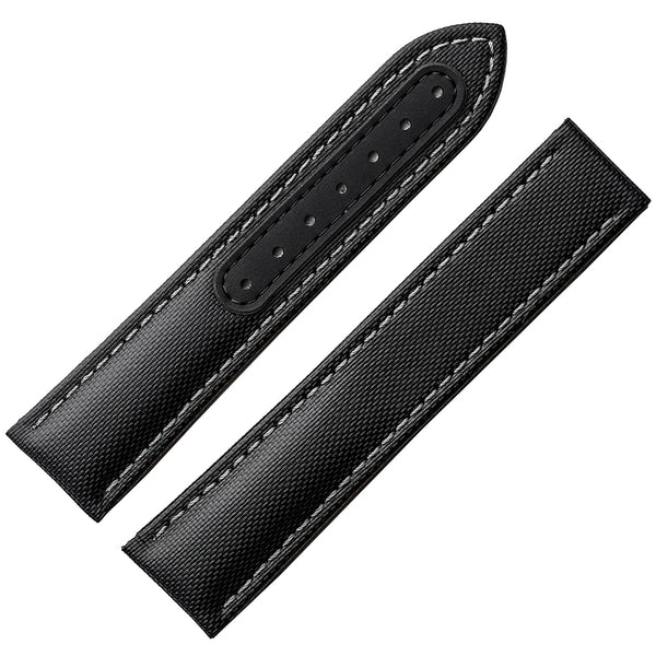 Artem Loop-Less Sailcloth Black Grey Stitch Watch Strap | Holben's