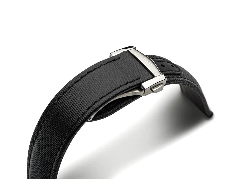 Artem Loop-Less Sailcloth Black Watch Strap | Holben's