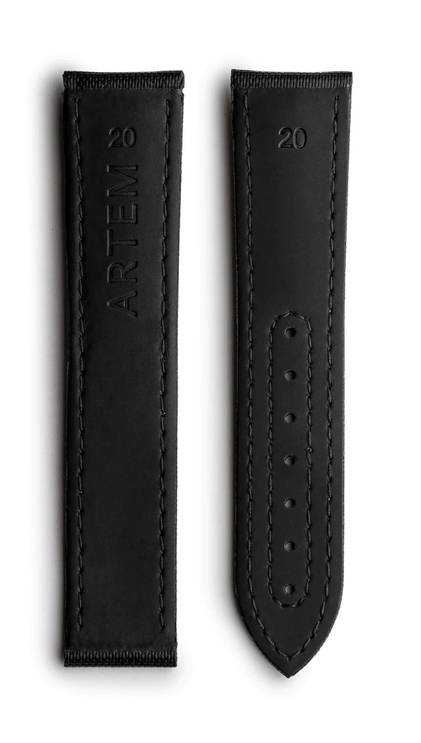 Artem Loop-Less Sailcloth Black White Stitch Watch Strap | Holben's