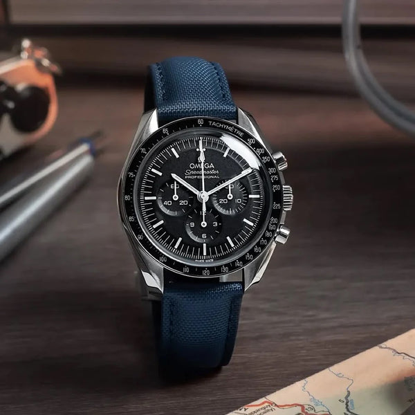 Artem Loop-Less Sailcloth Blue Watch Strap | Holben's
