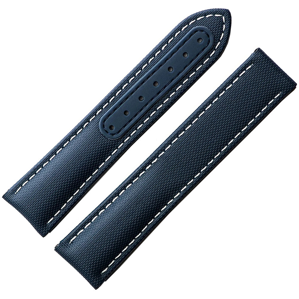 Artem Loop-Less Sailcloth Navy Blue White Watch Strap | Holben's