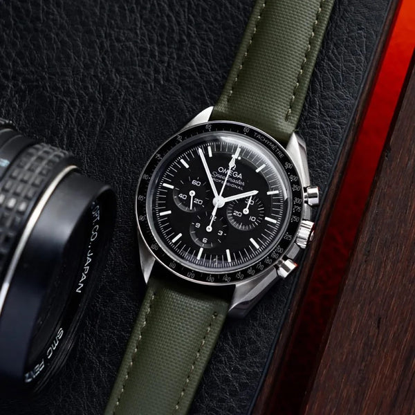 Artem Loop-Less Sailcloth Green Watch Strap | Holben's