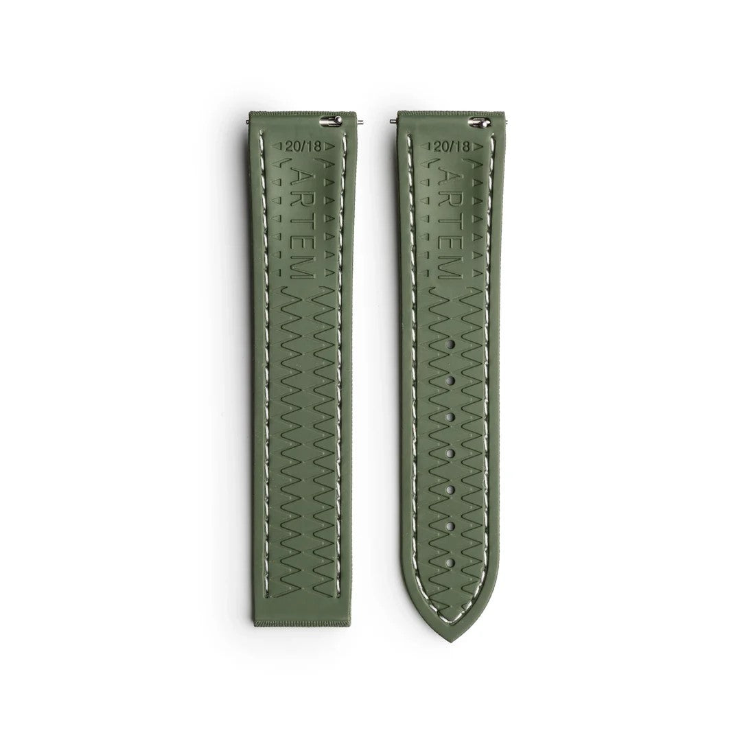 Artem Loop-Less HydroFlex Orbital Moss Green Sailcloth Watch Strap | Holben's