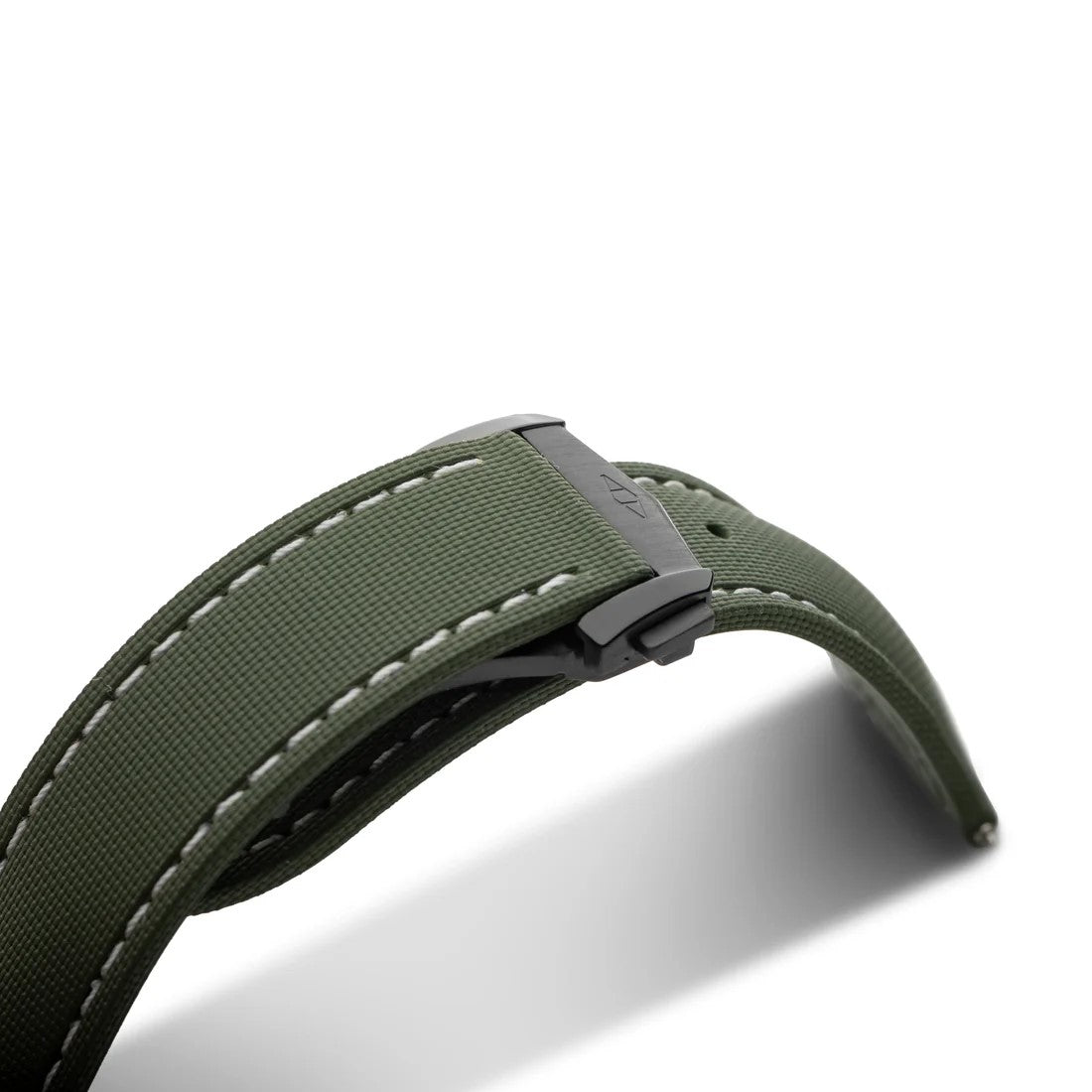 Artem Loop-Less HydroFlex Orbital Moss Green Sailcloth Watch Strap | Holben's