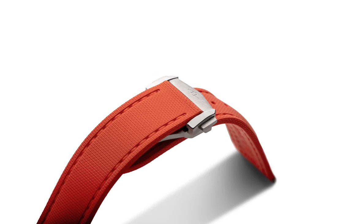 Artem Loop-Less HydroFlex Solar Flare Orange Sailcloth Watch Strap | Holben's