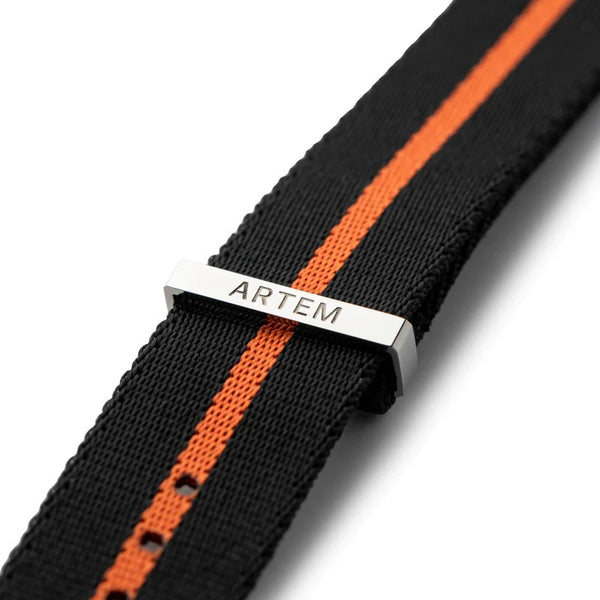Artem Nylon Military G10 Watch Strap - Black and Orange Stripe
