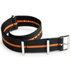Artem NATO Black Orange Stripe Nylon Watch Strap | Holben's