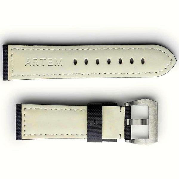 Artem PAM Style Sailcloth Black Grey Stitch Watch Strap | Holben