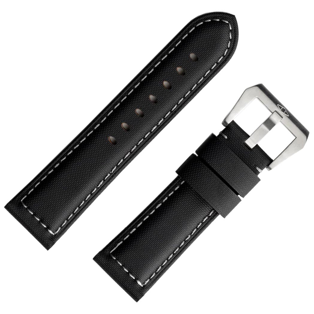 Artem PAM Style Sailcloth Black Grey Stitch Watch Strap | Holben