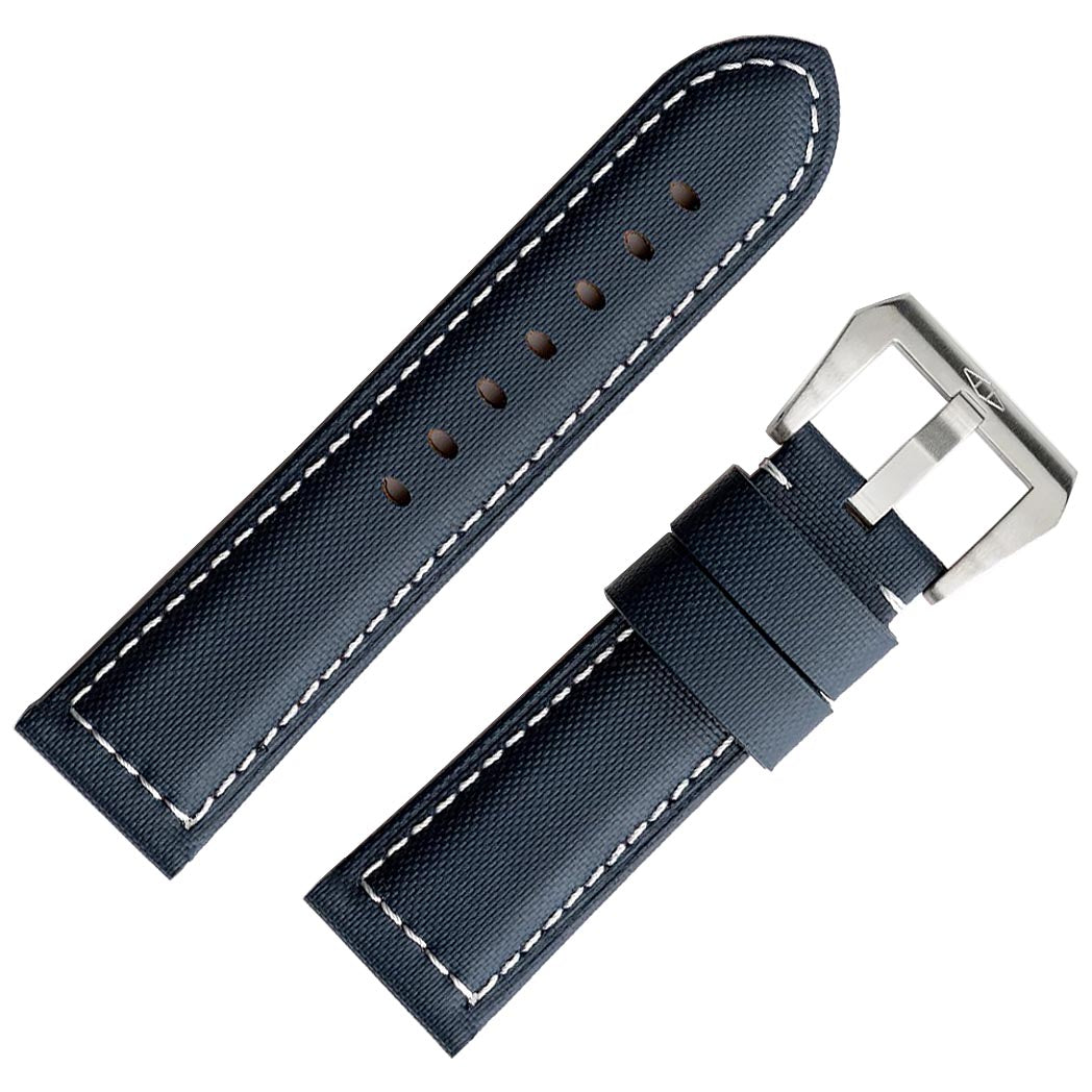 Artem PAM Style Sailcloth Blue White Stitch Watch Strap | Holben