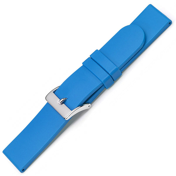 Bonetto Cinturini 270 Azure Blue Rubber Watch Strap - Holben's Fine Watch Bands