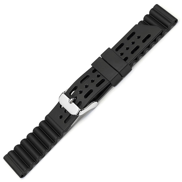 Bonetto Cinturini 282 Black Rubber Watch Strap - Holben's Fine Watch Bands