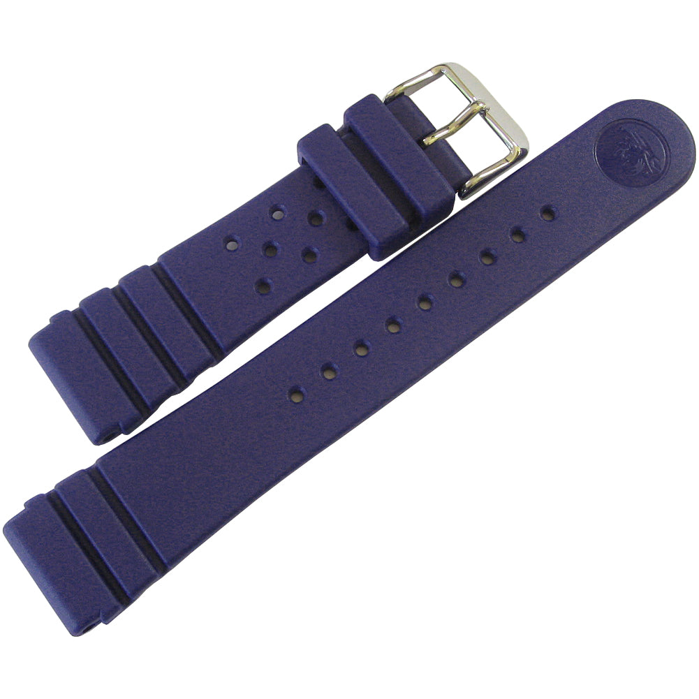 Bonetto Cinturini 284 Blue Rubber Watch Strap - Holben's Fine Watch Bands