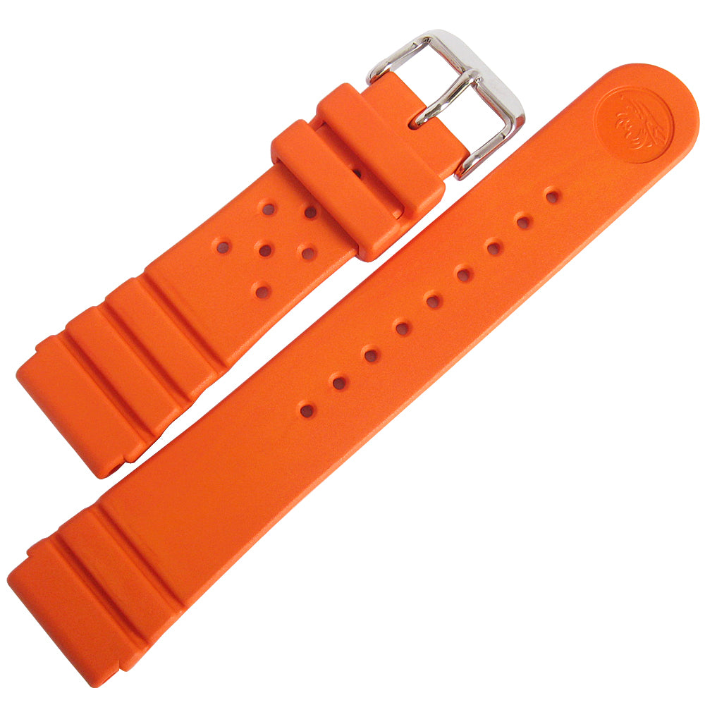 Bonetto Cinturini 284 Orange Rubber Watch Strap - Holben's Fine Watch Bands