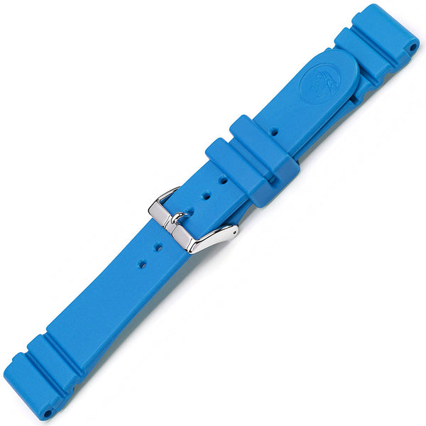 Bonetto Cinturini 284 Azure Blue Rubber Watch Strap - Holben's Fine Watch Bands