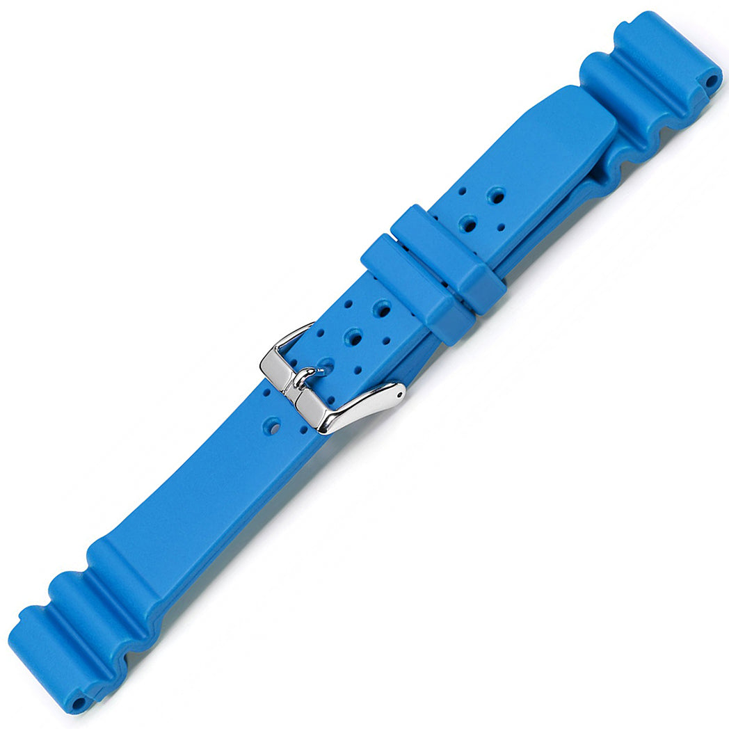 Bonetto Cinturini 285 Azure Blue Rubber Watch Strap - Holben's Fine Watch Bands