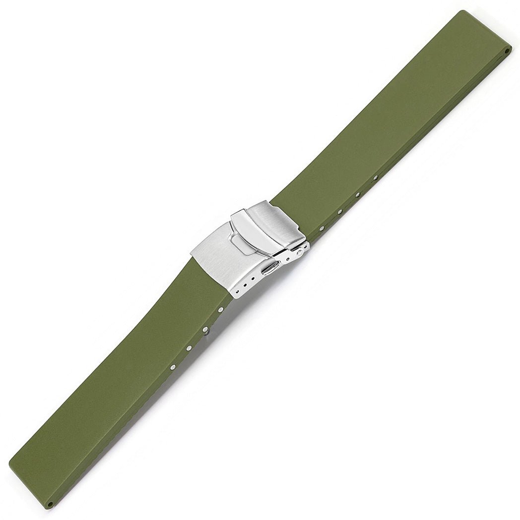 Bonetto Cinturini 300L Olive Green Rubber Watch Strap - Holben's