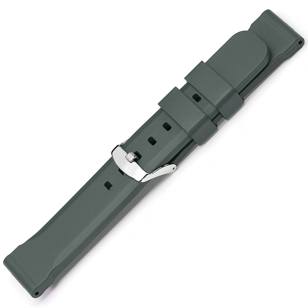 Bonetto Cinturini 317 Pearl Grey Rubber Watch Strap - Holben's