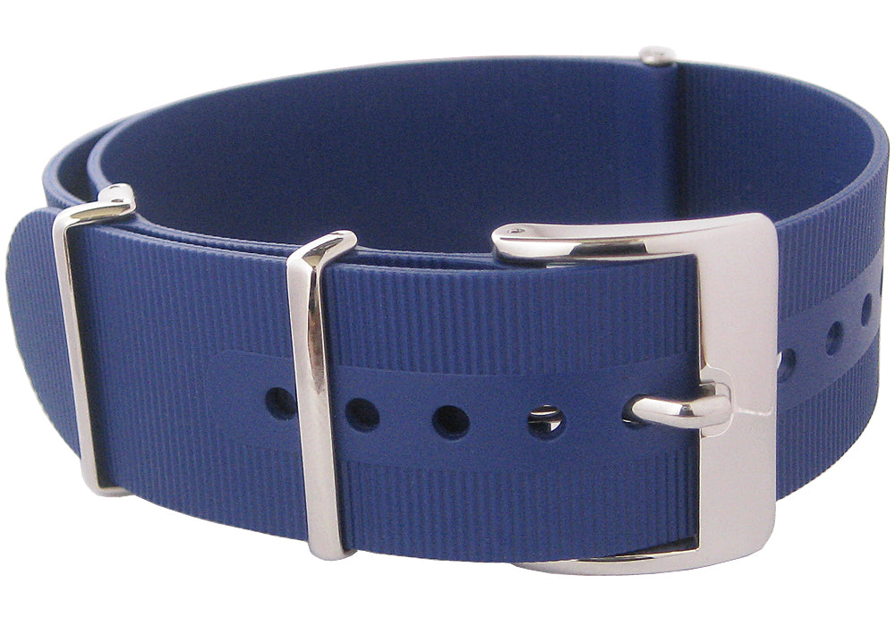 Bonetto Cinturini 328 Blue Rubber Watch Strap - Holben's Fine Watch Bands