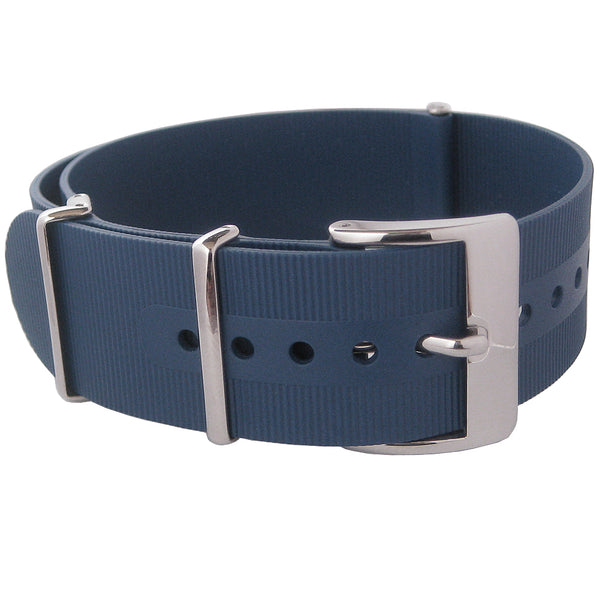Bonetto Cinturini 328 Blue Rubber Watch Strap - Holben's Fine Watch Bands