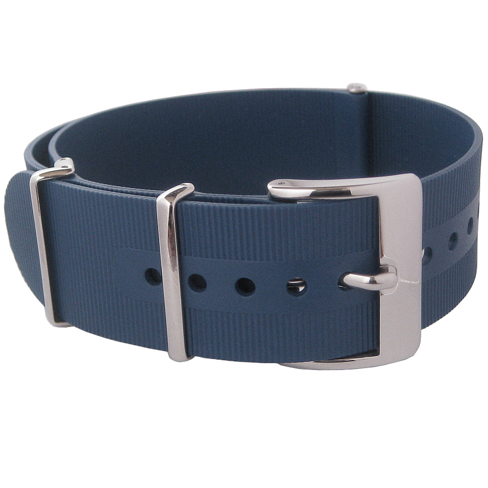 Bonetto Cinturini 328 Rubber Military G10 Watch Strap Blue 294 - Holben's