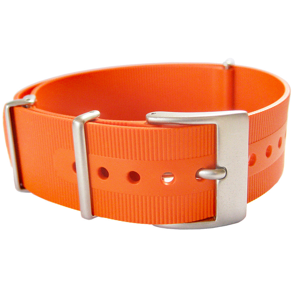 Bonetto Cinturini 328 Rubber Military G10 Watch Strap Orange - Holben's